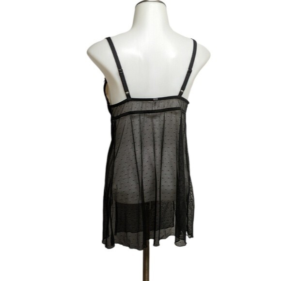 Gilligan & O'Malley Slip Women Medium Intimates Sheer Negligee Nightie Black M - Picture 2 of 8